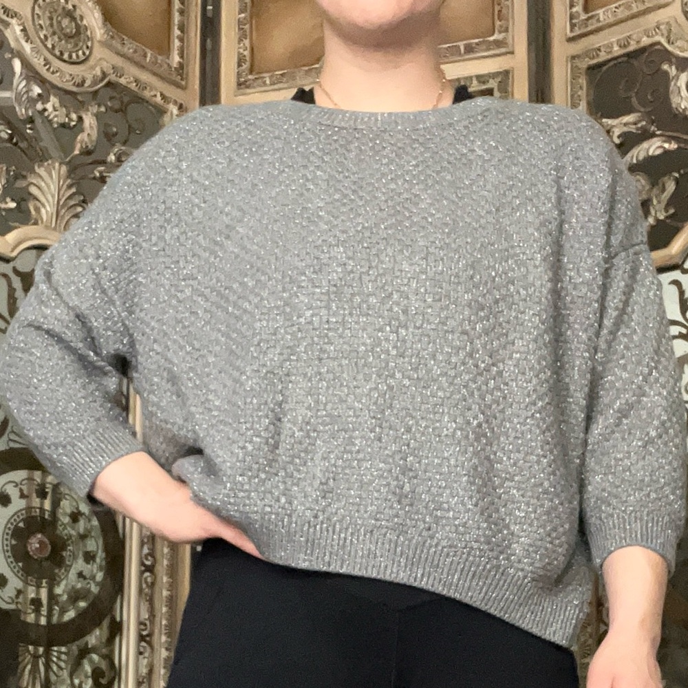 Gray Textured Knit Women’s Sweater